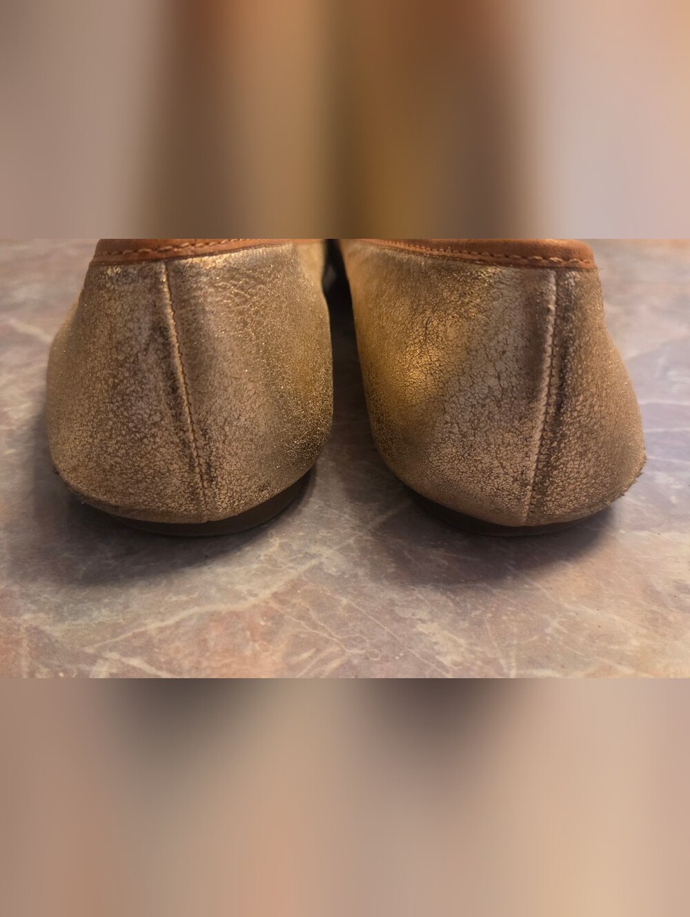 Tory Burch Metallic Gold Leather Ballet Flats - Picture 3 of 6